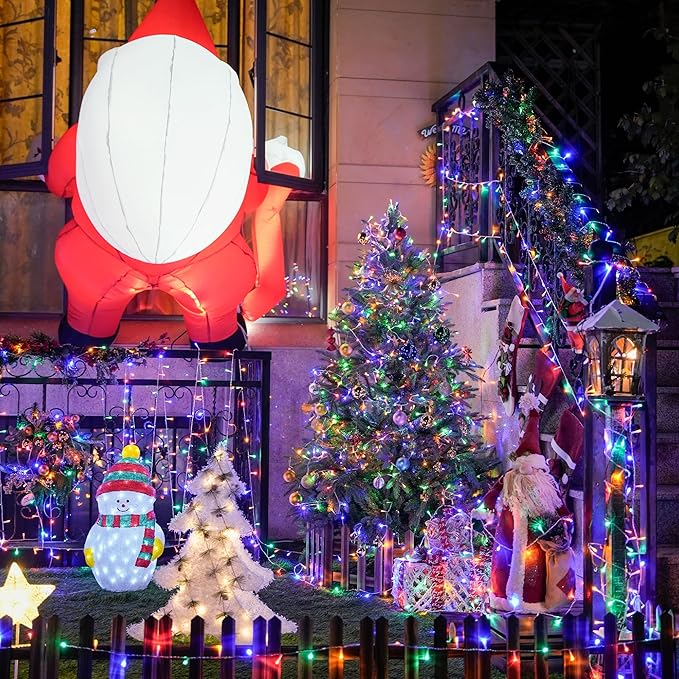 JMEXSUSS 163ft 500 LED Multicolor Christmas Lights Outdoor, Waterproof Clear Wire Colorful String Light, 8 Modes Christmas Tree Lights Plug in for Patio Wedding Party Yard Xmas Tree Decor(Multicolor)