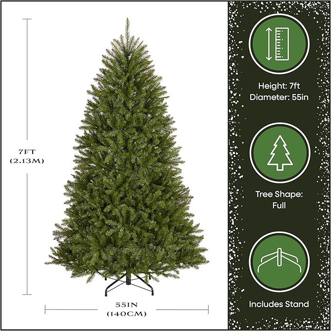 National Tree Company 7 ft Unlit Dunhill Fir Full Artificial Christmas Tree, 2,144 Tips, Includes Stand, Green