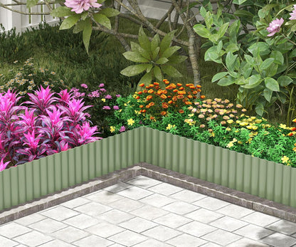 Metal Garden Edging Border, Corrugated Steel Landscaping, DIY for Lawn (Green, 8 Inch x 10FT)