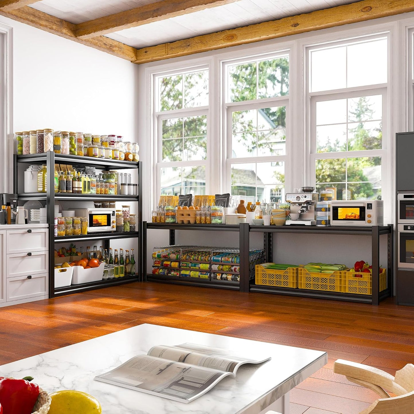 Raybee 40" W Garage Shelving Heavy Duty Storage Shelves 56.9" H Metal Shelving Heavy Duty Load 1600LBS Adjustable Metal Shelves for Storage for Pantry Kitchen 40" W x 19.1" D x 56.9" H 2 Pack