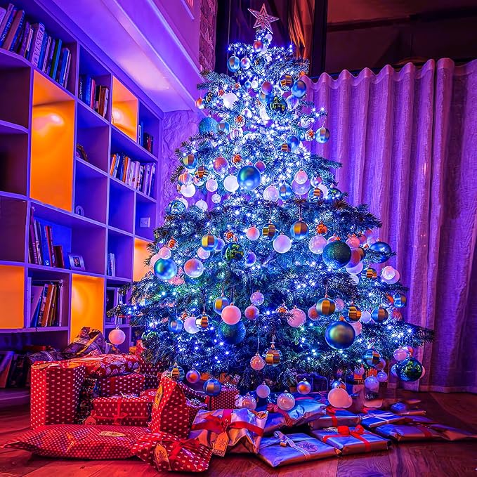 JMEXSUSS 250 LED Blue Christmas Lights: 91.5ft Extendable Blue String Lights Indoor Outdoor Waterproof with 8 Modes for Christmas Tree, Garden, Patio, Party, Holiday Decorations