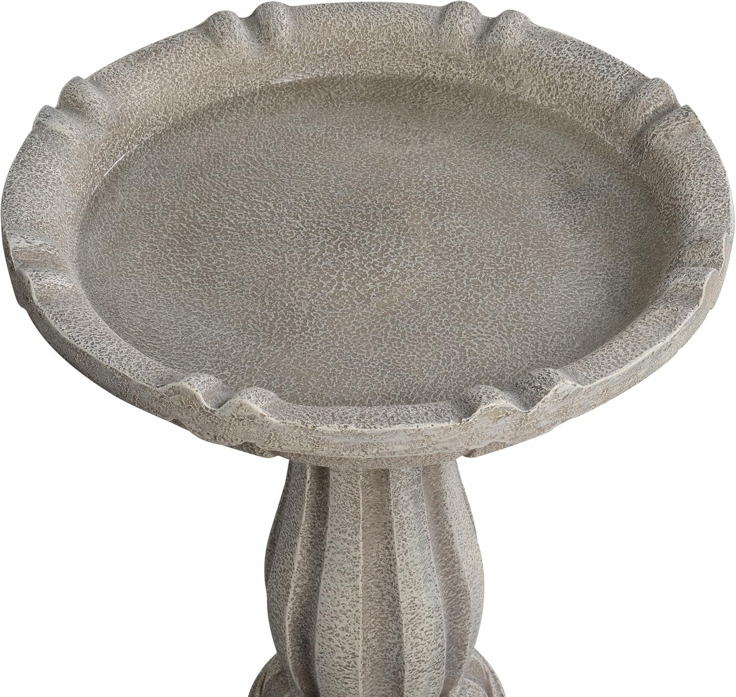 Bird Bath for Outdoor - 26'' Tall Resin Stone Modeling Design Birdbaths, Lightweight and Durable - Enhance Your Outside Garden with This Stunning Water Feature (Ivory White)