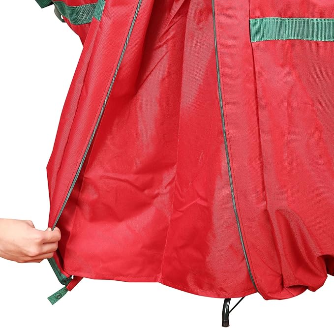 Sattiyrch Upright Christmas Tree Storage Bag,Fits Up to 9 ft Tall Artificial Tree,Heavy Duty 600D Canvas Red Christmas Tree Storage Container with Sleek Zipper and Durable Handles (9 FT)