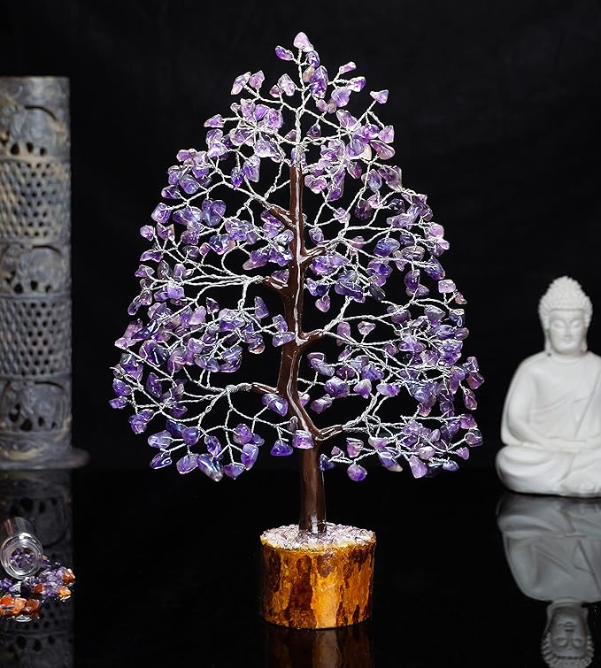 Amethyst Crystal Tree of Life Handmade Gemstone Tree, Chakra Tree of Life, Healing Crystal Tree, Feng Shui Tree Decor, Crystal Decorations, Money Tree Bonsai, Artificial Tree, Spiritual Wisdom Gift