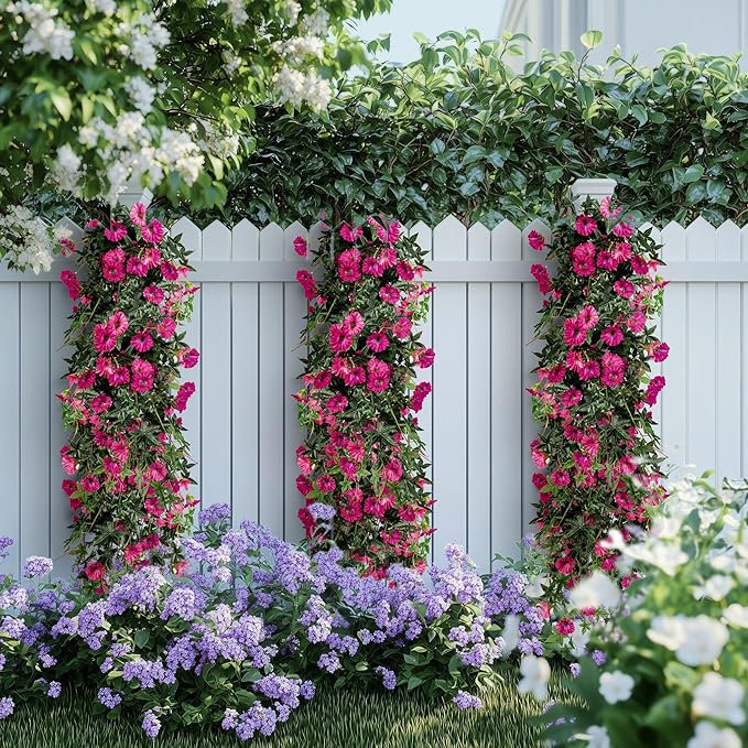 Artificial Flowers Artificial Petunias for Outdoors 2PCS Artificial Hanging Plants Outdoors Silk Flowers with Stems Outdoor Flowers Uv Resistant for Porch Terrace Decor，Rose Red，Without Pot