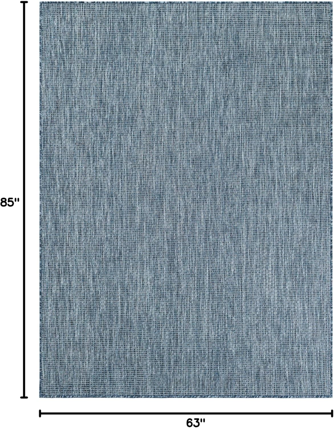 Unique Loom Outdoor Solid Collection Area Rug (5' 3" x 7' 1" Rectangle Blue/Navy Blue)