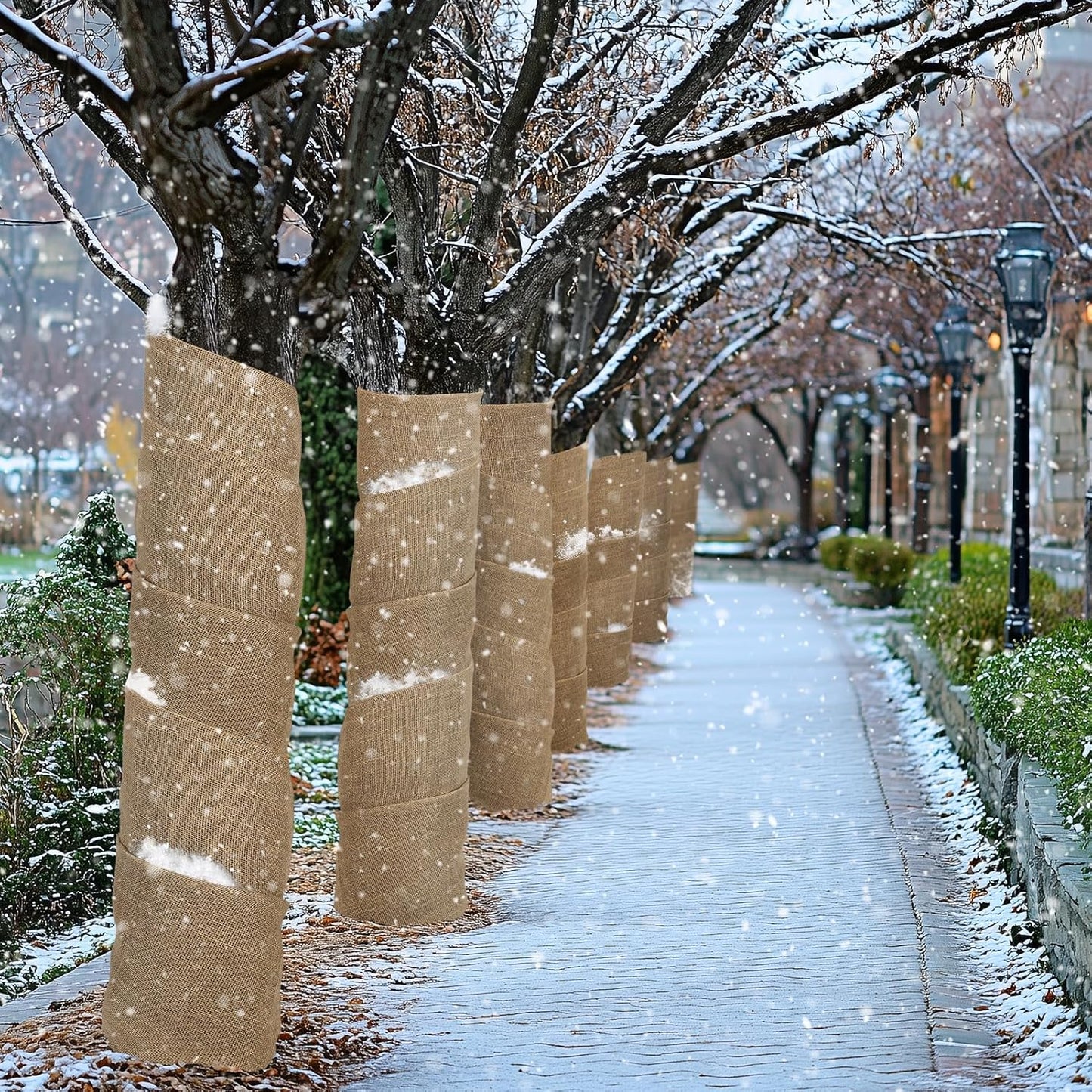 ANPHSIN 50ftx40in Natrual Burlap Plant Covers Freeze Protection - Winter Frost Plant Blankets, Frost Cloth Tree Wrap for Outdoor Bushes Trees Potted Plants Cold Weather