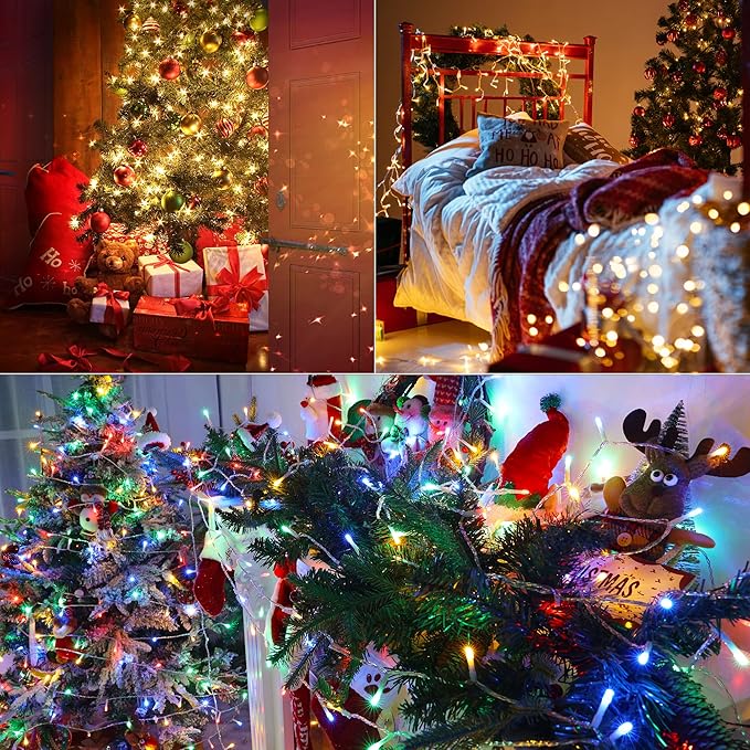 Color Changing Christmas Lights, 175ft 500 LED Warm White & Multicolor Christmas String Lights with Remote, 11 Modes Fairy Twinkle Lights Waterproof for Party, Garden, Home, Weddings, Xmas Tree Decor