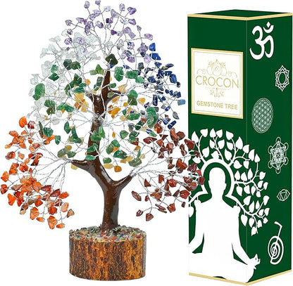 Crocon Seven Chakra Tree of Life for feng Shui Tree Crystals and Healing Stones, Room & Home Decor Housewarming Present Spiritual Birthday Gifts for Women, Sister Gifts for Women