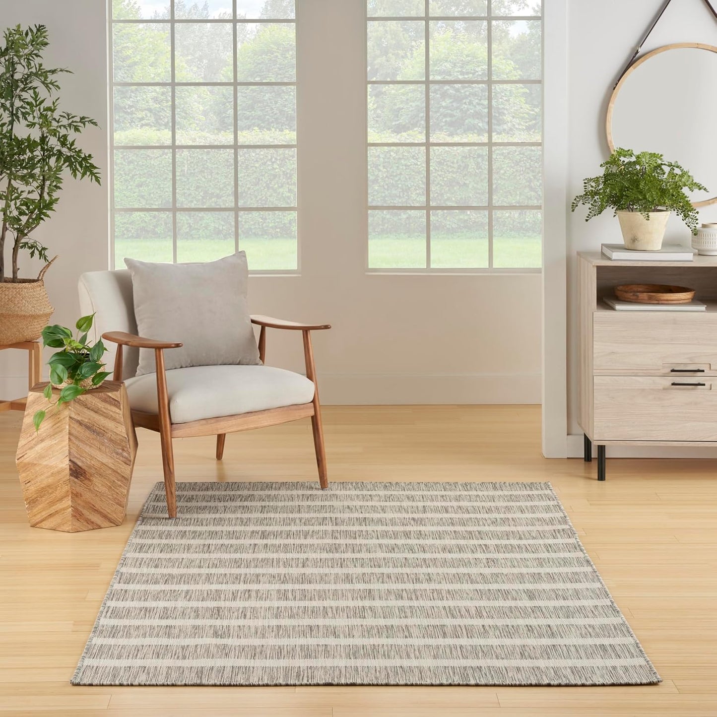 Nourison Home Positano 6' x 9' Fabric Grey Ivory Area Rug