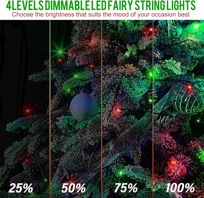 weillsnow 328 FT 1000 LED Christmas String Lights with Remote & Timer, 8 Lighting Modes Twinkle Lights, Waterproof Fairy Lights for Outdoor Bedroom Backyard Tree Wall Christmas Decoration (Red&Green)