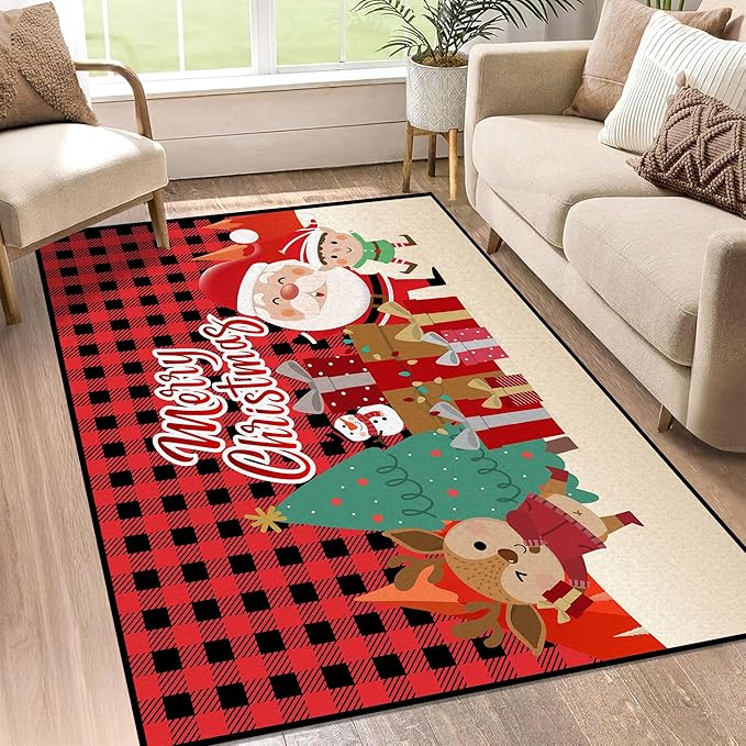 2' X 3' Merry Christmas Rug,Christmas Trees Decorative Indoor Bedroom Xmas Winter Welcome Door Mat Anti-Slip Rubber Area Rug for Seasonal Holiday Decoration,23.6" X 35.4"