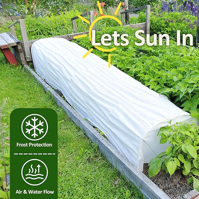 Gardzen 1.5 oz Plant Covers Freeze Protection, Reusable 10ft x 20ft Floating Row Covers, Thicker Frost Blankets for Outdoor Plants, Pests Protection, White