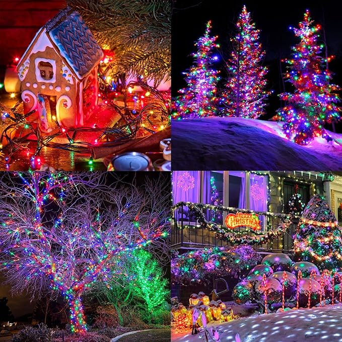 Toodour Christmas Lights Outdoor, 131ft 350 LED String Lights, Timer, Waterproof 8 Modes Outdoor Christmas String Light - Twinkle Light for Tree Home Garden Yard Wedding Party Xmas Decor(Multicolor)