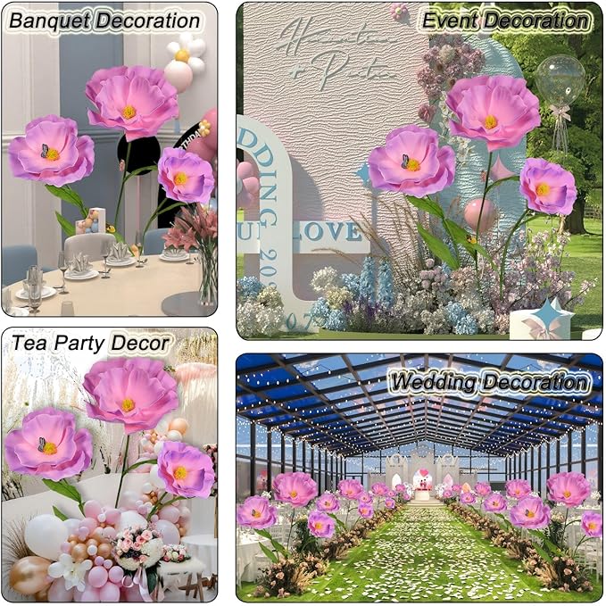 5.8 Ft Giant Artificial Flowers for Decoration,Large EVA Flower Decor,Wedding Arrangements, Birthday Party Banquet Background,Hotel,Office,Window Display(Purple)