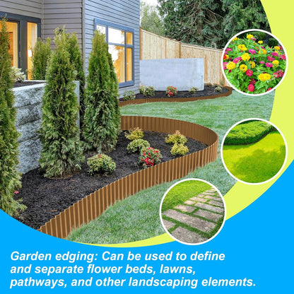 LAVEVE Corrugated Metal Garden Edging 10" x 20Ft, Landscape Edging Border for Lawn, Flower Bed, Garden Fence, Paver Edging (Bronze)