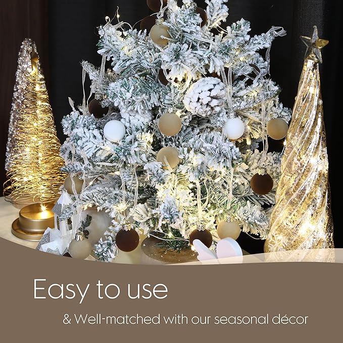 Sea Team 64-Pack Miniature Flocked Velvet Christmas Tree Ball Ornaments Set, Hanging Velour Baubles, Shatterproof Plastic Decorations for Xmas Tree, Wreath, Garland, 30mm/1.18 Inches, Baking Time