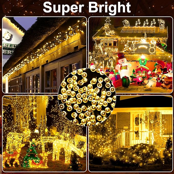 Christmas Lights 1000LED 98FT Waterproof Outdoor Timer 8 Modes Twinkle Fairy Lights LED String Lights Indoor Christmas Tree Lights for Wedding Party Yard House Decor