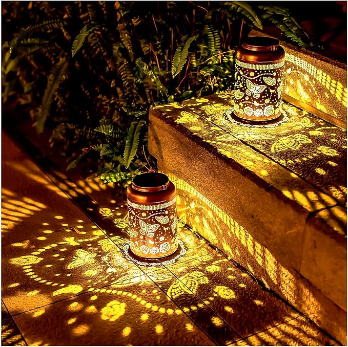 Butterfly Solar Lanterns Outdoor Hanging Waterproof Solar Lights Butterfly Gifts for Women Men Metal Butterflies Decorative LED Lanterns for Outside, Patio, Landscape, Yard Decor, Garden Decorations