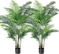Fopamtri Artificial Areca Palm Tree 6 Foot UV Resistant Fake Palm Plant with 20 Trunks Potted Faux Tree for Indoor or Outdoor Decoration Silk Dypsis Lutescens Plants for Home Office, Set of 2