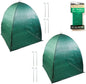 Winter Plant Cover Freeze Protection Tents 2 Pack-Protect Shrubs from Snow, Frost, Animals, Freezing Temperatures - Complete with Soft Garden Ties (28" x 28" x 33", 2 Pack, green with stakes)