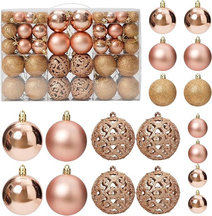 100-Pack Christmas Ball Ornaments for Tree,Shatterproof Plastic Holiday Baubles Set in Assorted Sizes and Finishes, Christmas Tree Decorations for Home, Office, Party, Indoor Outdoor Use