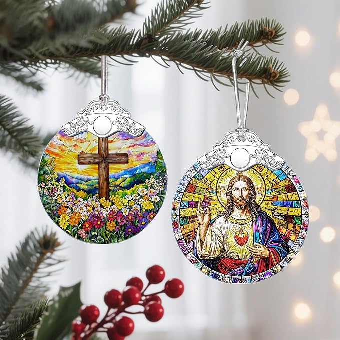 Jesus Christ Ornament, Christmas Ornament, Christmas Decoration, Religious Holiday Decor, Gifts for Christian, Religious Gifts, Gift Exchange, Gift Idea - Pattern B