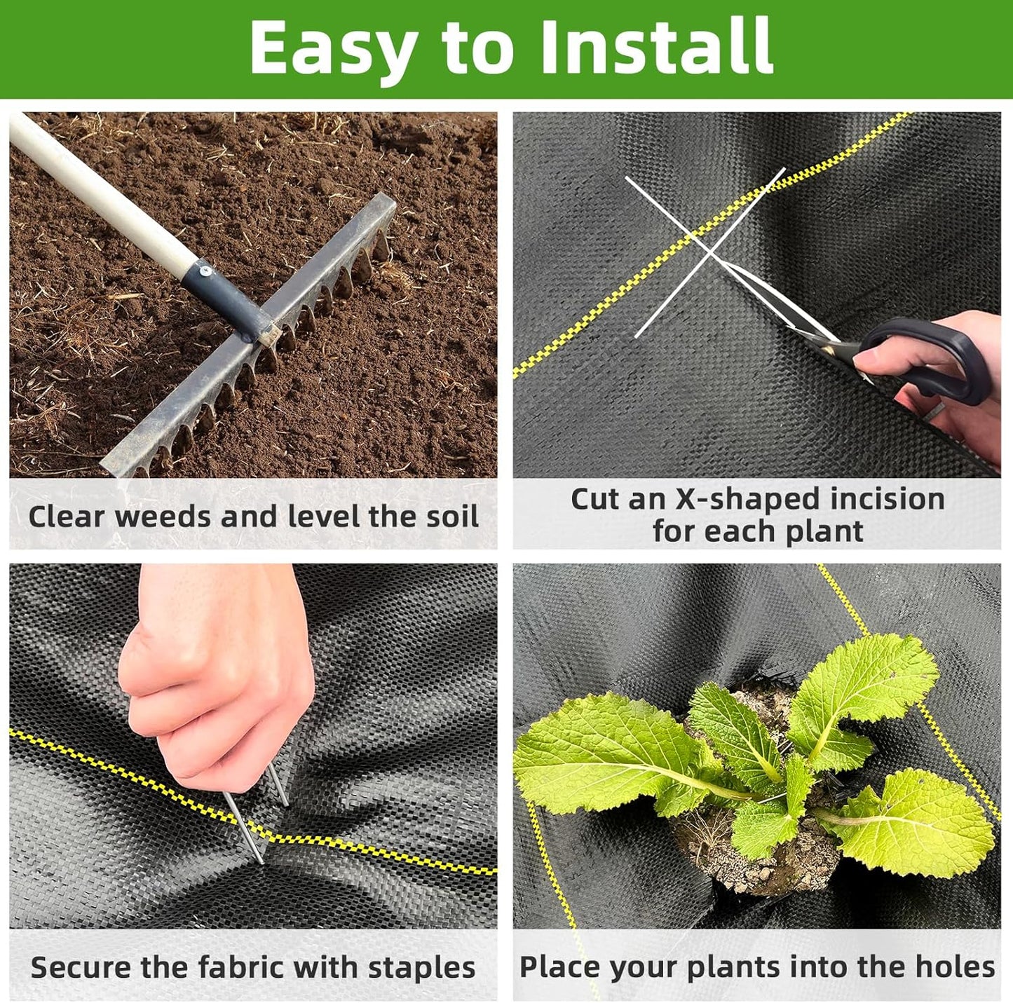 Shade&Beyond 13ftx115ft Weed Barrier Fabric 3.5oz Heavy Duty Landscape Fabric with Superior Permeability Weed Control, Garden Woven Ground Cloth with Staples