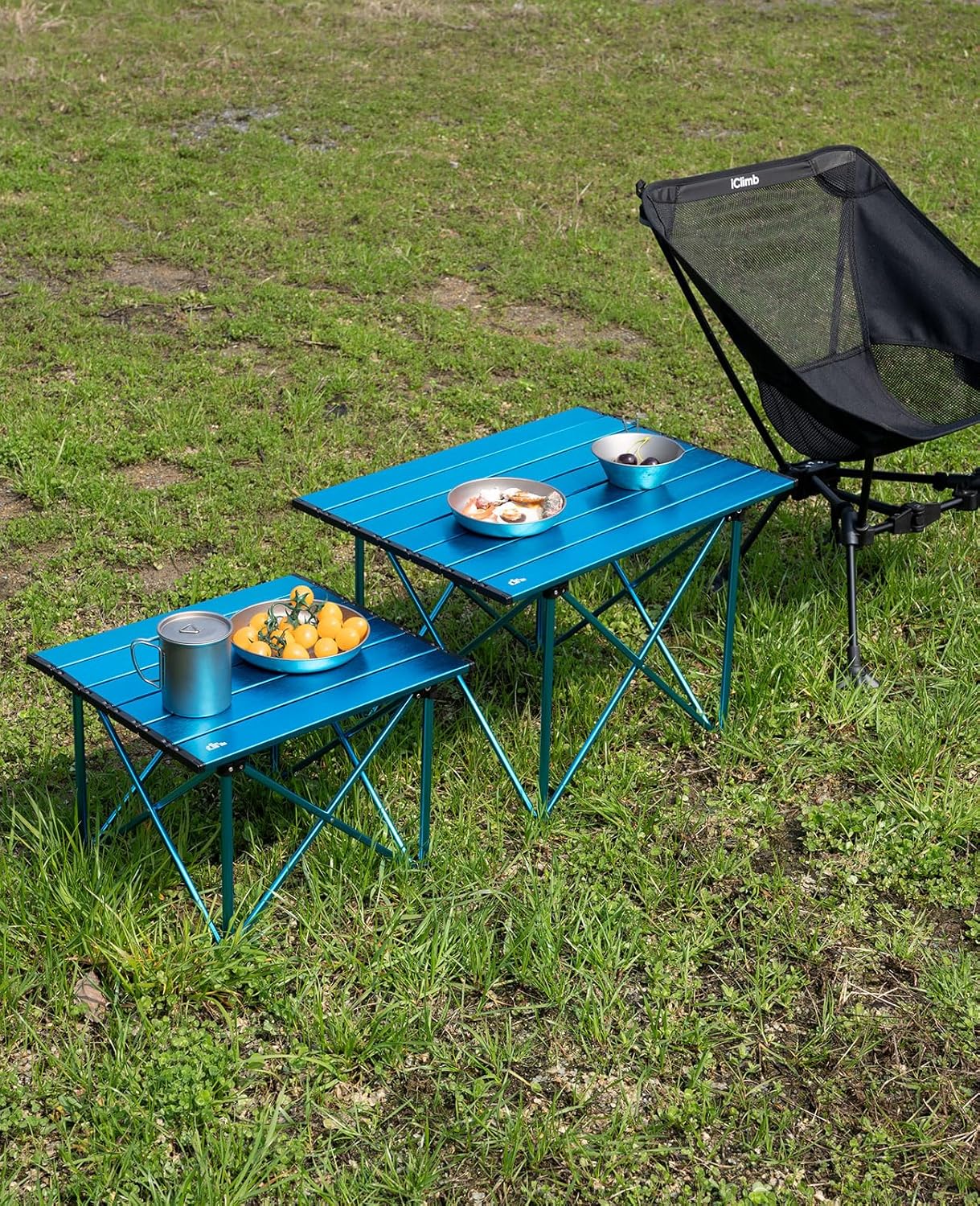 iClimb Ultralight Compact Camping Folding Table with Carry Bag (Reinforced Green - L)