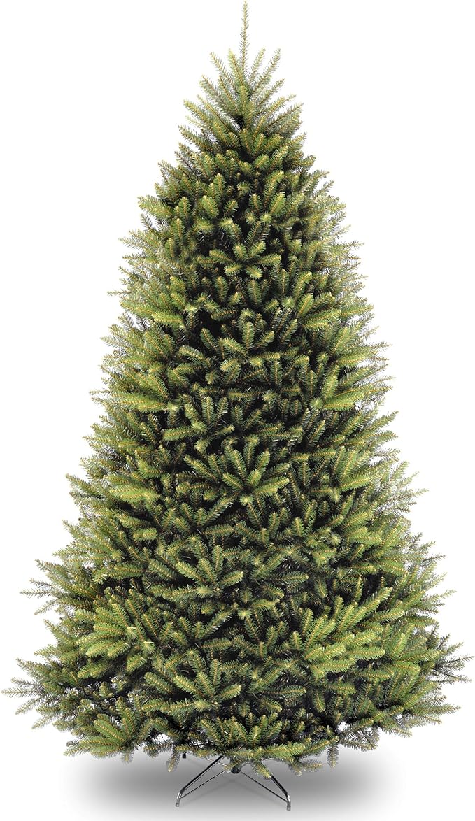 National Tree Company Artificial Full Christmas Tree, Green, Dunhill Fir, Includes Stand, 9 Feet & Company Artificial Full Christmas Tree, Black, North Valley Spruce, Includes Stand, 6.5 Feet