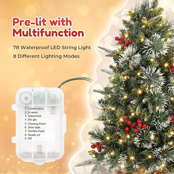 GarveeHome 3 ft Artificial Christmas Tree with 78 Warm White Lights, Pre-Lit Artificial Mini Xmas Tree with 8 Mode & Cloth Bag Base, Table Top Christmas Tree for Home, Office, Party Decoration，2 Pack