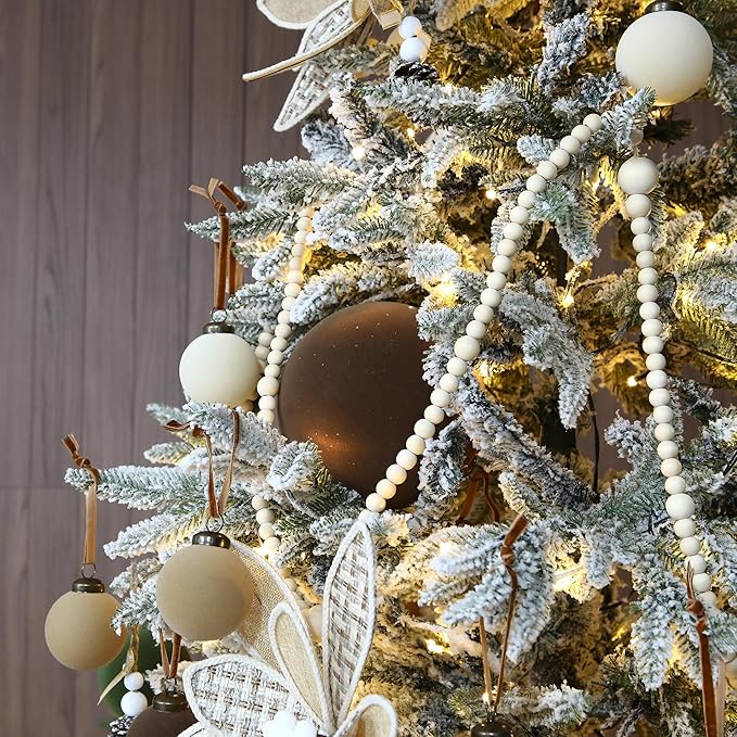 Sea Team 4-Pack Large Flocked Velvet Christmas Tree Ball Ornaments Set, Hanging Velour Baubles, Shatterproof Plastic Decorations for Xmas Tree, Wreath, Garland, 150mm/5.91 Inches, Brown