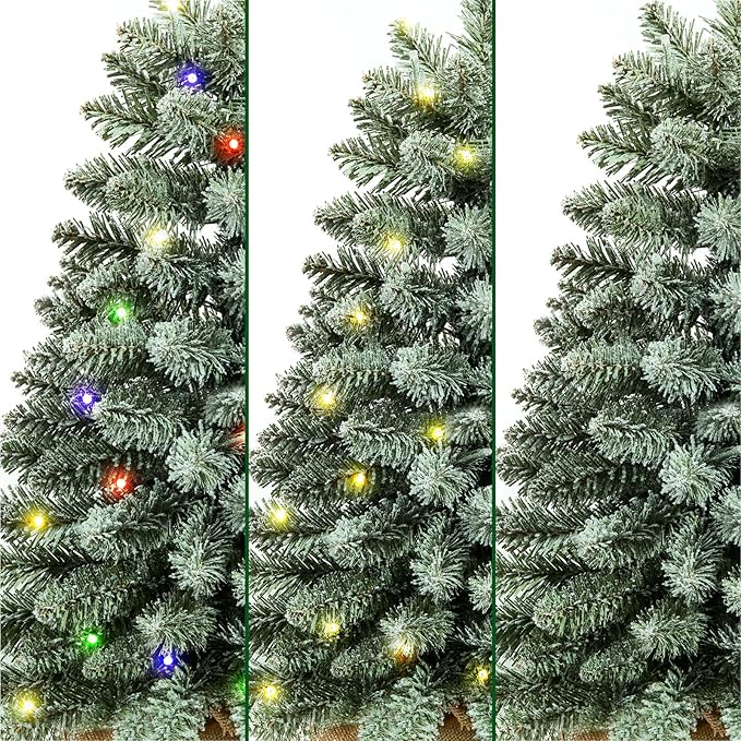 2 ft Mini Christmas Trees with 25 F5 LED Lights, 24" Decorated Burlap Artificial Tabletop Christmas Trees Home Party Decoration for Kitchen Dining Room Window