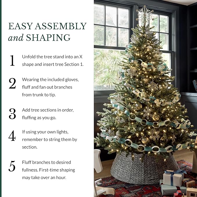 Balsam Hill 4.5 ft Unlit Classic Blue Spruce - Artificial Christmas Tree with Premium Stand for Indoor Holiday Decorating