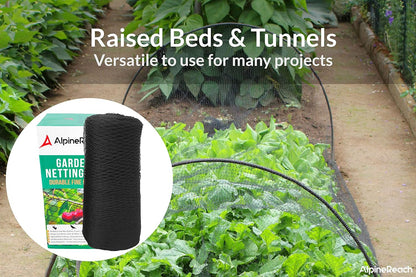 AlpineReach Garden Netting 7.5 x 100 ft Heavy Duty Bird Net, Deer, Plant Protection Extra Strong Woven Mesh, Reusable Kit with Zip Ties, Animal Fencing for Fruits Trees, Black