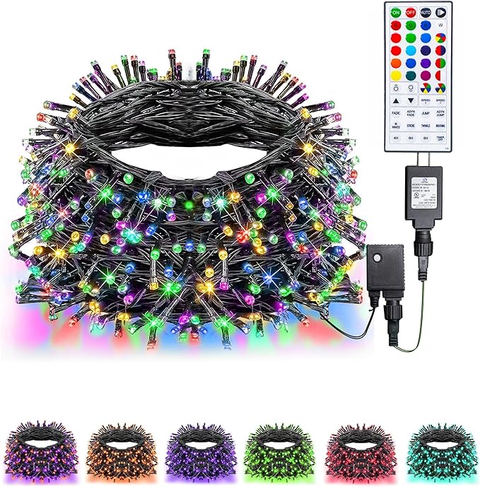 Dazzle Bright Color Changing Christmas Lights, 66ft 200 LED RGB String Lights with Remote & Timer, Fairy Lights for Indoor Outdoor Xmas Tree Party Wedding Halloween Decorations