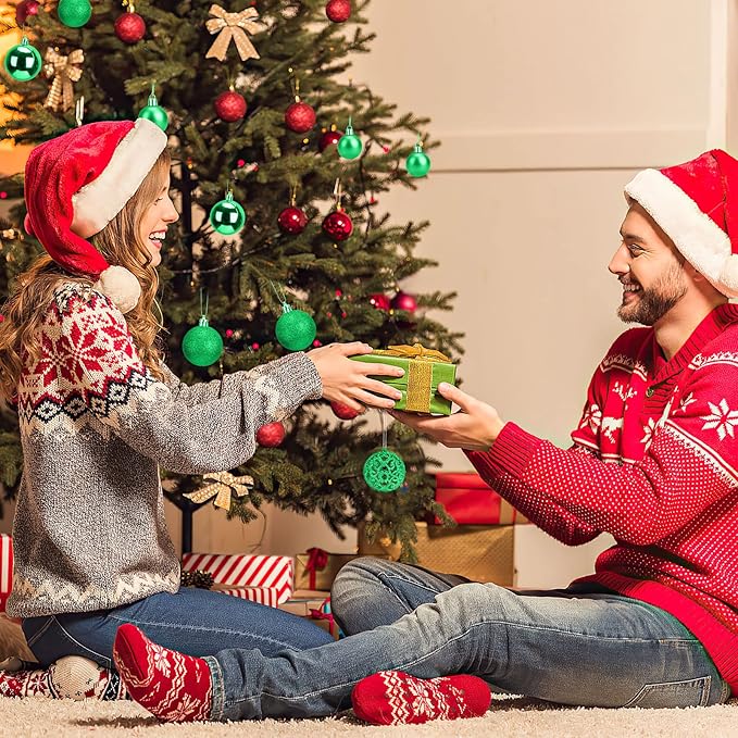 Aitsite 100 Pack Christmas Tree Ornaments Set Mini Shatterproof Holiday Ornaments Balls for Christmas Decorations (Red and Green)