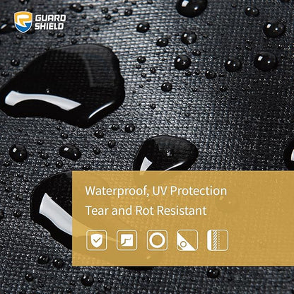 GUARD SHIELD Extreme Heavy Duty Black Poly Tarp 10x12 Feet Cover Waterproof Tarps 20mil Thick UV and Tear Resistant Tarpaulin