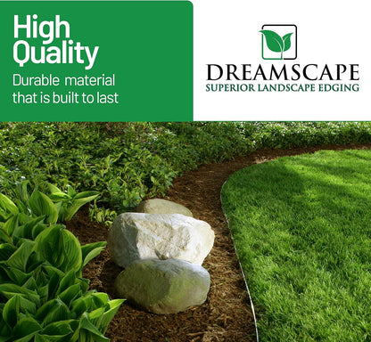 Dreamscape YardEdge Aluminum Landscape Edging - 8 Strips, 6ft Each (48ft Total), Bronze Duraflex Paint - Professional Quality Landscaping Border, Metal Divider for Lawn, Garden, Flowerbed