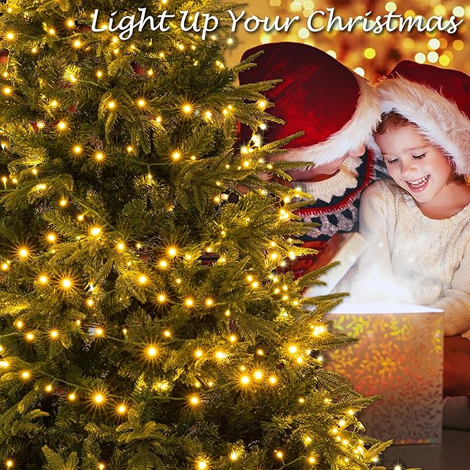 Sunnyglade 6ft Artificial Christmas Tree with 400 LED Lights (Not pre-lit), Xmas Tree Full Tree with 800 Branch Tips & 11 Modes Light, RGB & Warm White Light, Foldable Stand for Home, Party Decor