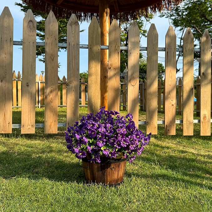 10 Bundles Artificial Flowers for Outdoor,UV Resistant Fake Petunia Flowers,Faux Plants for Outside Hanging Planters,Artificial Plants for Indoor Porch Garden Home Wedding Decor(Purple)