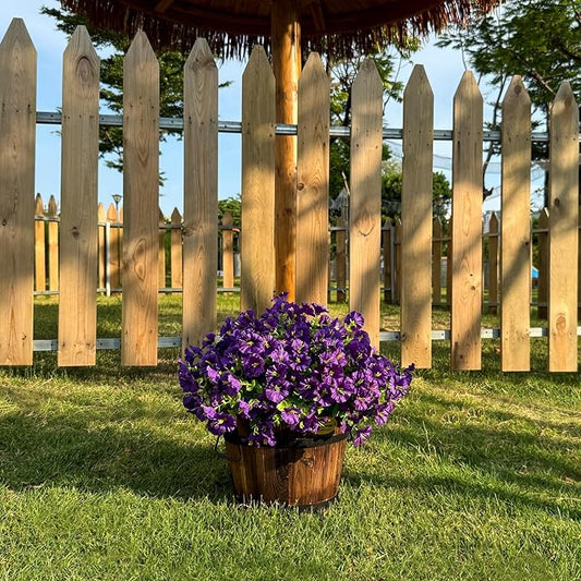 10 Bundles Artificial Flowers for Outdoor,UV Resistant Fake Petunia Flowers,Faux Plants for Outside Hanging Planters,Artificial Plants for Indoor Porch Garden Home Wedding Decor(Purple)