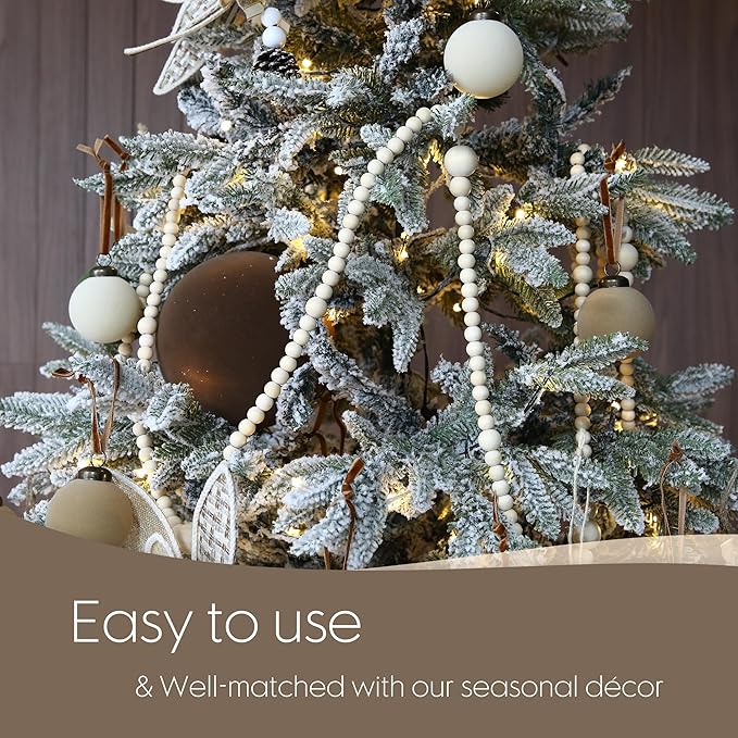 Sea Team 4-Pack Large Flocked Velvet Christmas Tree Ball Ornaments Set, Hanging Velour Baubles, Shatterproof Plastic Decorations for Xmas Tree, Wreath, Garland, 150mm/5.91 Inches, Brown