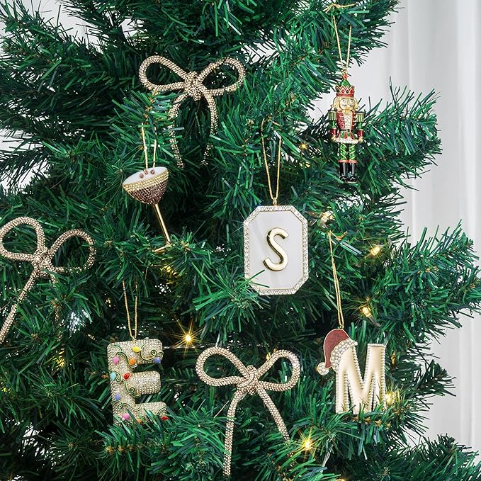 2025 Christmas Letter Ornaments, Letter C Ornaments for Xmas Tree, Hanging Christmas Red Hat Ornament for Mother Best Friends Sister Wife