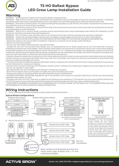 Active Grow T5 High Output 4FT LED Grow Light Bulb - T5 Grow Lights for Indoor Plants, Veg, Bloom, Greens & Microgreens - 25W - Sun White Full Spectrum High CRI 95 - Ballast Bypass 120-277V - 4-Pack