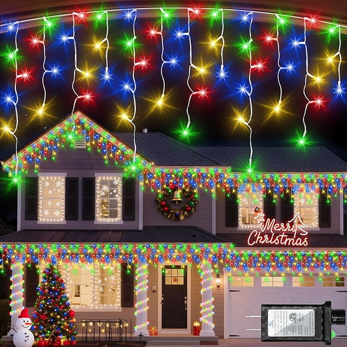 670 LED 66ft Christmas Lights with 148 Drops, 12 Lighting Modes Multicolor Christmas Decoration Twinkling Lights Dimmable, Timer Outdoor Waterproof Fairy Lights for Indoor Garden House Eaves Roof