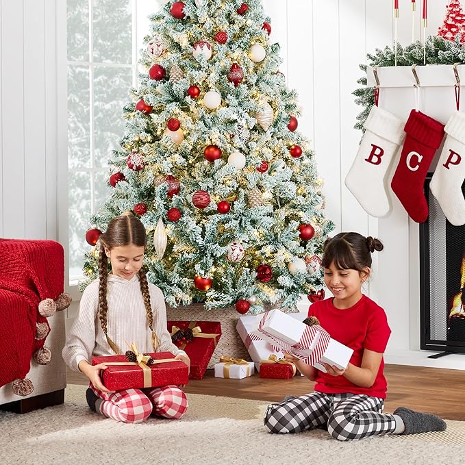 Best Choice Products Pre-Lit Sage Green Christmas Tree, 9ft Artificial Flocked Full Fir Tree, Holiday Decoration w/ 900 Lights, 2,094 Branch Tips