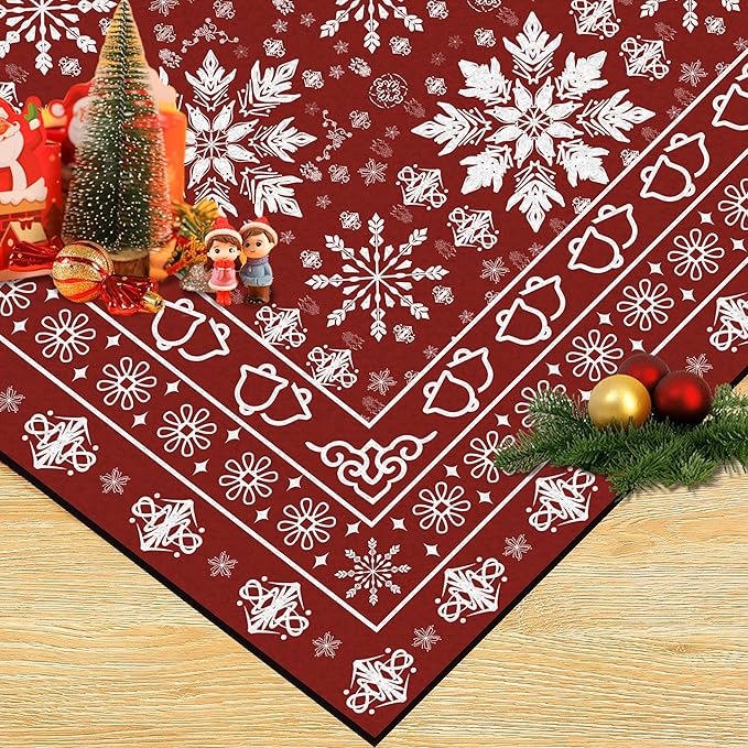 6' X 9' Christmas Rugs Snowflake Area Rug Indoor for Living Room Bedroom Dining Room Dorm Classroom Nursery Red and White Xmas Carpet for Kids Girls Women Floor Mat Pad Winter