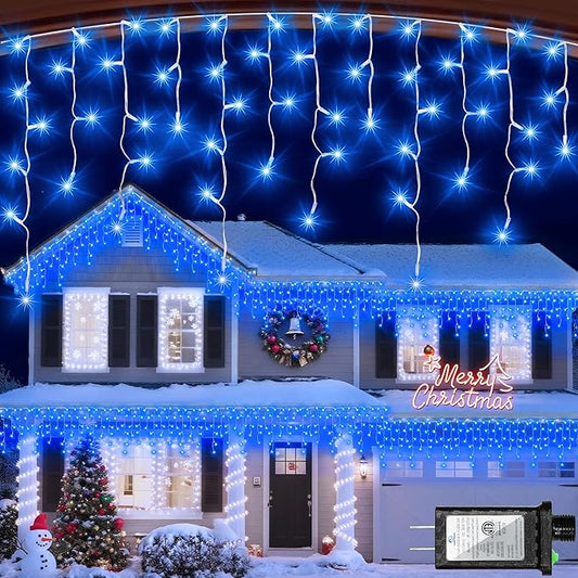 670 LED 66ft Christmas Lights with 148 Drops, 12 Lighting Modes Blue Christmas Decoration Twinkling Lights Dimmable, Timer Outdoor Waterproof Fairy Lights for Indoor Xmas Garden House Eaves Roof