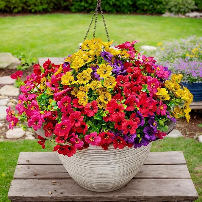 20 Bundles Artificial Flowers for Outdoors – UV Resistant Artificial Plants Outdoor, Realistic Silk Fake Flowers No Fade, for Porch, Garden, Patio, Planter